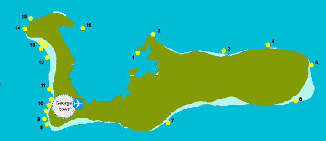 Outline map of Grand Cayman