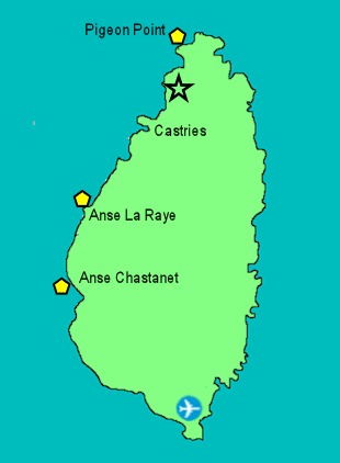 Outline map of St Lucia